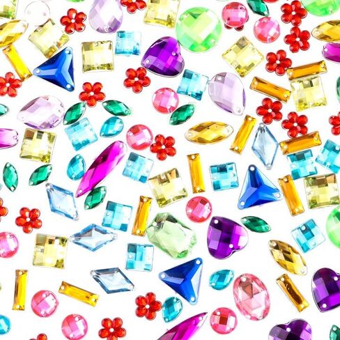 500 Pieces Sewing Gems Acrylic Sewing Crystal Mixed Shapes Sew On Rhinestones with Sewing Holes for Clothes Sewing Beads Decorations (Crystal) in Kuwait
