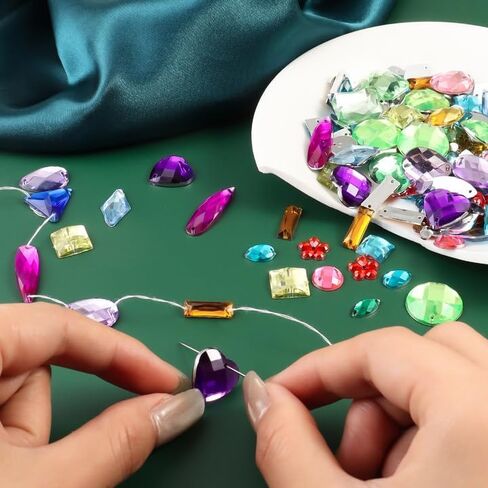 500 Pieces Sewing Gems Acrylic Sewing Crystal Mixed Shapes Sew On Rhinestones with Sewing Holes for Clothes Sewing Beads Decorations (Crystal) in Kuwait