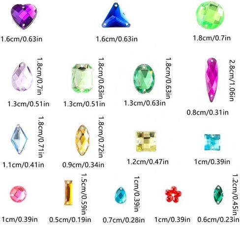 500 Pieces Sewing Gems Acrylic Sewing Crystal Mixed Shapes Sew On Rhinestones with Sewing Holes for Clothes Sewing Beads Decorations (Crystal) in Kuwait