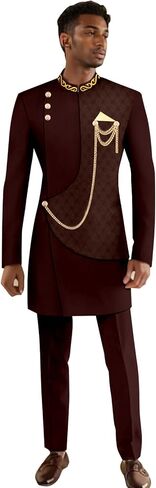 Men's Suits Slim Fit Single Breasted Embroidery Blazer and Trousers Set Dashiki Outfits African Clothes in Saudi Arabia