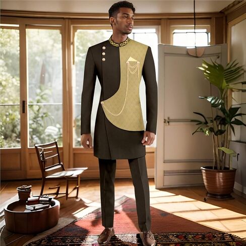 Men's Suits Slim Fit Single Breasted Embroidery Blazer and Trousers Set Dashiki Outfits African Clothes in Saudi Arabia