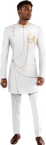 Men's Suits Slim Fit Single Breasted Embroidery Blazer and Trousers Set Dashiki Outfits African Clothes in Saudi Arabia