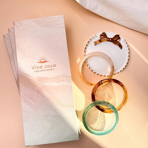 سوار Viva Joya فائق النحافة مستدير من الراتنج الأكريليك للنساء، سوار من البلاستيك، سوار من الرخام الأبيض البني والأخضر in Kuwait