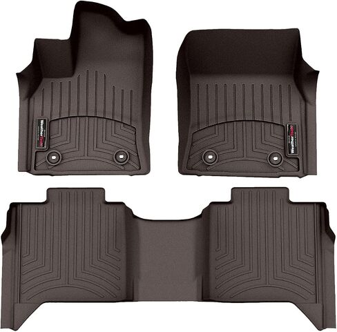 WeatherTech Custom Fit FloorLiners for Toyota Tundra (CrewMax), Tundra Hybrid - 1st & 2nd Row (441708-1-2), Black in Kuwait