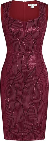 GRACE KARIN Women Sleeveless Sparkly Glitter Sequin Dress Square Neck Bodycon Above Knee Length Formal Cocktail Dress in Saudi Arabia