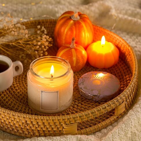 حاوية شموع زجاجية منقوشة سعة 10 أونصة من Art Secret مع غطاء قصدير وملصقات، عبوة من 9 قطع (أحمر) in Kuwait