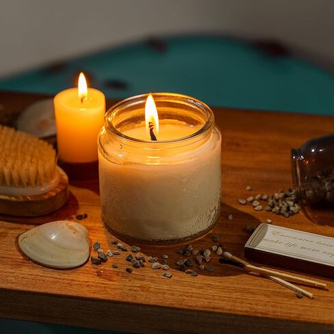 حاوية شموع زجاجية منقوشة سعة 10 أونصة من Art Secret مع غطاء قصدير وملصقات، عبوة من 9 قطع (أحمر) in Kuwait