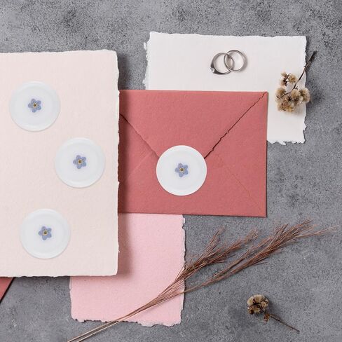30 Pcs Dry Floral Wax Seal Stickers, Pink Floral Envelope Seals, Self Adhesive Dried Flower Wax Seal for Wedding Invitations, Gift Wrap, Bridal Shower Party (Pink Baby's Breath) in Saudi Arabia