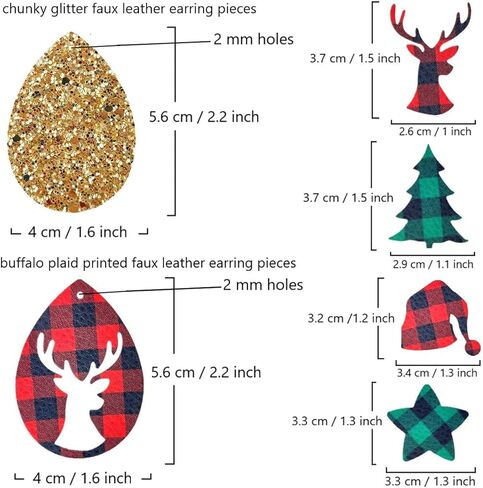 طقم صنع أقراط من الجلد الصناعي من AOUXSEEM 161 قطعة للمبتدئين، 48 دمعة مقطوعة مسبقًا مع فتحة و16 قطعة نجمة على شكل قبعة شجرة الرنة، 50 خطافًا فضيًا مضادًا للحساسية و50 حلقة قفز (ب) in Kuwait