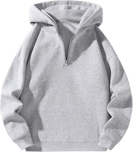 SOLY HUX Men's Hoodies Half Zipper Long Sleeve Drop Shoulder Sweatshirt Casual Pullover in Kuwait