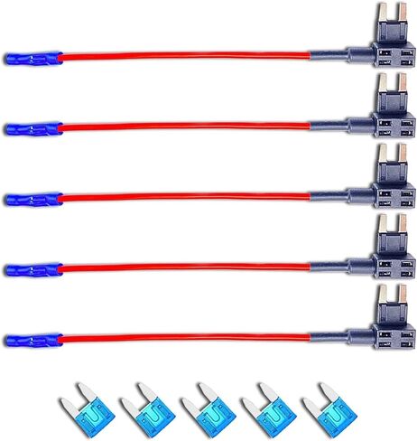 5 قطع من محول صمامات السيارات، صندوق صمامات صغير لشفرات ATM APM سلك نحاسي نقي مع إدخال 15 أمبير، محول صنبور مصهر الدائرة الإضافي، ملحقات عالمية لمعظم شاحنات السيارات (أسود وأزرق) in Kuwait