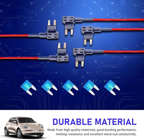 5 قطع من محول صمامات السيارات، صندوق صمامات صغير لشفرات ATM APM سلك نحاسي نقي مع إدخال 15 أمبير، محول صنبور مصهر الدائرة الإضافي، ملحقات عالمية لمعظم شاحنات السيارات (أسود وأزرق) in Kuwait