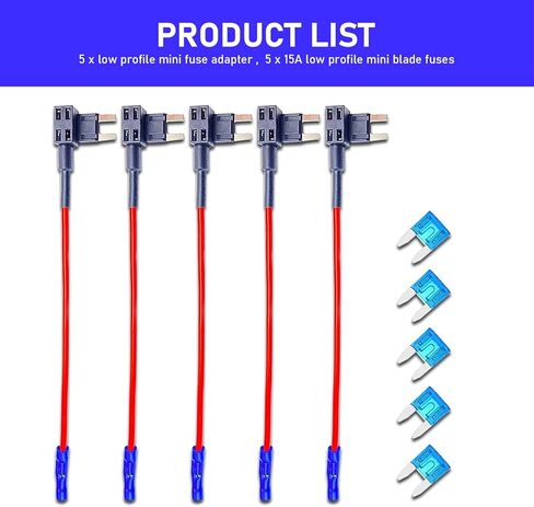 5 قطع من محول صمامات السيارات، صندوق صمامات صغير لشفرات ATM APM سلك نحاسي نقي مع إدخال 15 أمبير، محول صنبور مصهر الدائرة الإضافي، ملحقات عالمية لمعظم شاحنات السيارات (أسود وأزرق) in Kuwait
