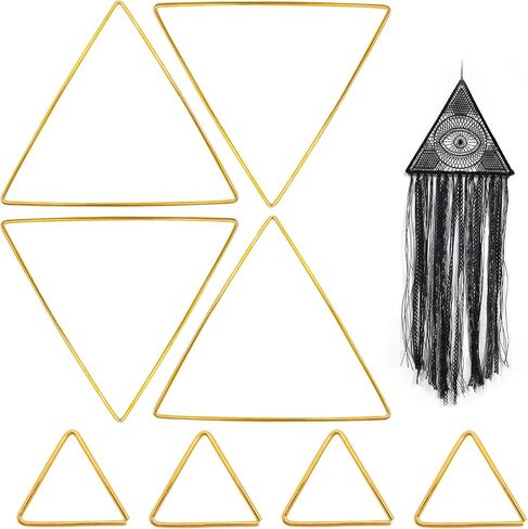 Abeillo 8PCS Dream Catchers Kit, 2 Sizes Metal Hoops, Metal Rings for Crafts, Gold Macrame Hoop for DIY Crafts Wall Hanging Decoration (Triangle) in Saudi Arabia