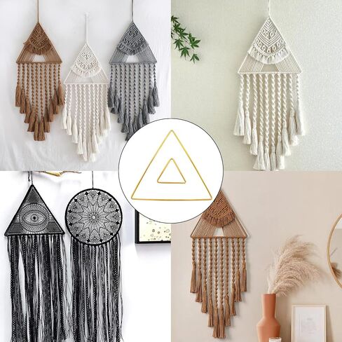 Abeillo 8PCS Dream Catchers Kit, 2 Sizes Metal Hoops, Metal Rings for Crafts, Gold Macrame Hoop for DIY Crafts Wall Hanging Decoration (Triangle) in Saudi Arabia