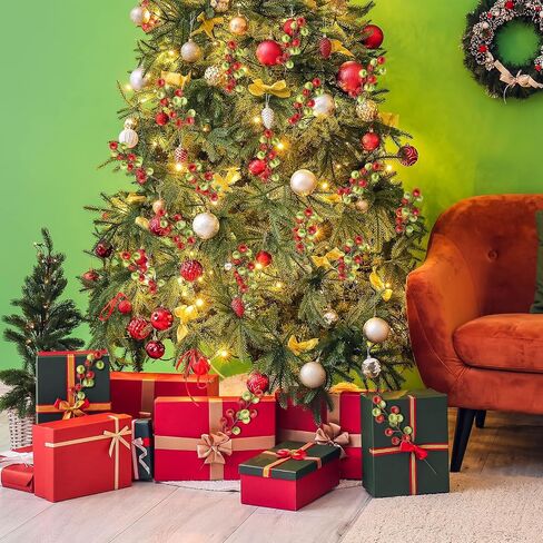 24 حزمة عيد الميلاد بريق التوت ينبع 9.45 '' الأحمر الأخضر الاصطناعي عيد الميلاد يختار لشجرة عيد الميلاد الحلي بريق فروع التوت لعيد الميلاد DIY الحرف إكليل زينة عطلة السنة الجديدة in Saudi Arabia