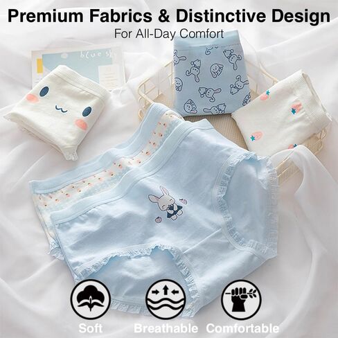 Women’s Underwear Cotton Panties Rabbit Cute Kawaii Japanese Underwear 5 Pack in Saudi Arabia
