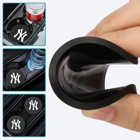 for NY Yankees Car Cup Holder Coasters,Baseball Fans Car Coasters for Car Cup Holder,New York Yankees Car Cup Holder Insert,Souvenir for Baseball Fans,Silicone Non-Slip Car Cup Mat,2.75'' in Saudi Arabia