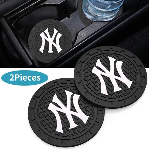 for NY Yankees Car Cup Holder Coasters,Baseball Fans Car Coasters for Car Cup Holder,New York Yankees Car Cup Holder Insert,Souvenir for Baseball Fans,Silicone Non-Slip Car Cup Mat,2.75'' in Saudi Arabia