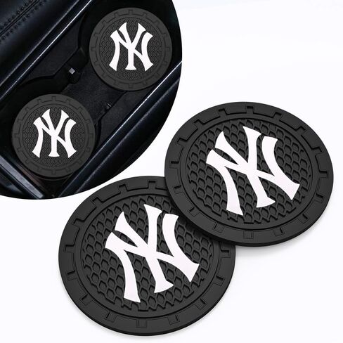 for NY Yankees Car Cup Holder Coasters,Baseball Fans Car Coasters for Car Cup Holder,New York Yankees Car Cup Holder Insert,Souvenir for Baseball Fans,Silicone Non-Slip Car Cup Mat,2.75'' in Saudi Arabia