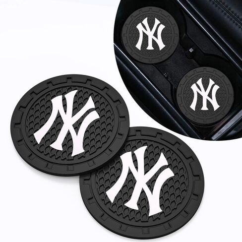 for NY Yankees Car Cup Holder Coasters,Baseball Fans Car Coasters for Car Cup Holder,New York Yankees Car Cup Holder Insert,Souvenir for Baseball Fans,Silicone Non-Slip Car Cup Mat,2.75'' in Saudi Arabia
