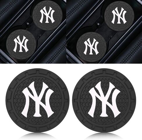 for NY Yankees Car Cup Holder Coasters,Baseball Fans Car Coasters for Car Cup Holder,New York Yankees Car Cup Holder Insert,Souvenir for Baseball Fans,Silicone Non-Slip Car Cup Mat,2.75'' in Saudi Arabia