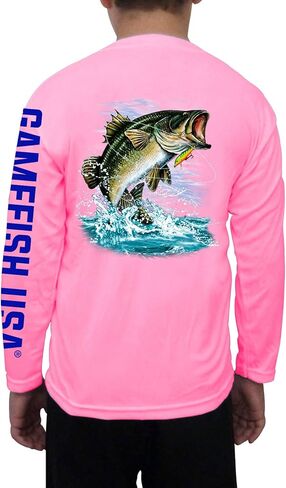 GAMEFISH USA Kid's UPF 50 Long Sleeve Microfiber Moisture Wicking Performance Fishing Shirt Bass in Saudi Arabia