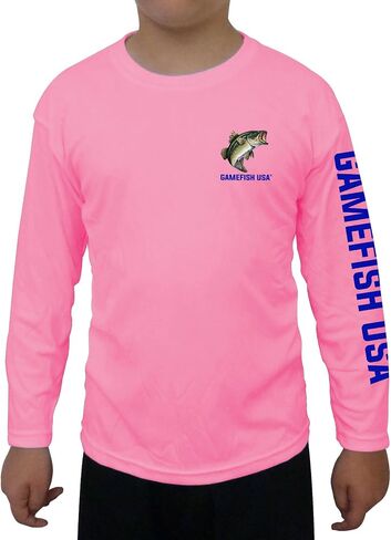GAMEFISH USA Kid's UPF 50 Long Sleeve Microfiber Moisture Wicking Performance Fishing Shirt Bass in Saudi Arabia