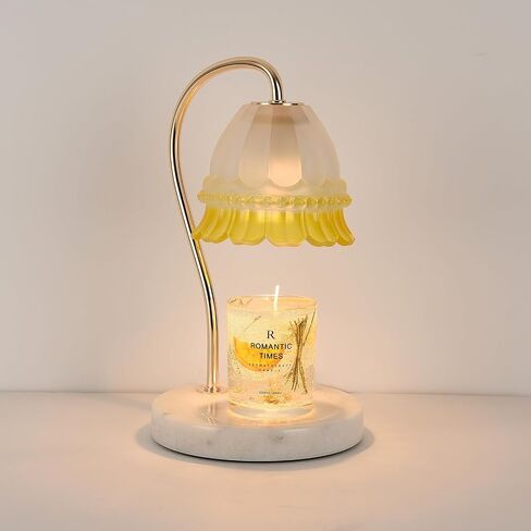 Candle Warmer Lamp with Timer,Gifts for Mom,Marble Base and Glass lampshade,a Beautiful Flower Candle Lamp with 2 Bulbs,Romantic Bedroom,Candle Lamp for Jar Candles (Pink) in Saudi Arabia
