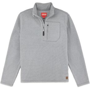 Coleman Men's Quarter Zip Pullover Knit Long Sleeve Sweatshirt with Zippered Chest Pocket and Stand-Up Collar