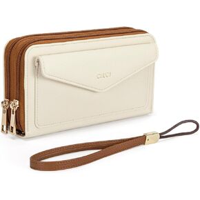 CLUCI Wallet Women RFID Blocking Credit Card Holder Large Capacity Wristlet Purse Multi Card Long Ladies Billfold Denim Blue