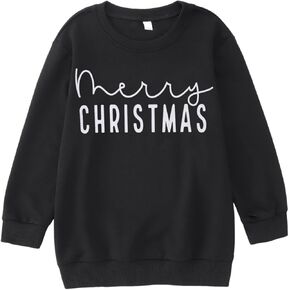 Boys Girls Merry Christmas Sweatshirt Kids Christmas Outfit Tops Holiday Crewneck Pullover Shirt Xmas Clothes 6-12Y