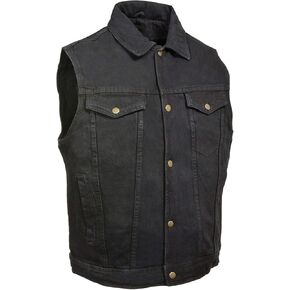 Milwaukee Leather Men's Snap Front Denim Vest w/Shirt Collar - Black or Blue DM1331