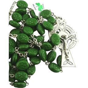 Nickle and Ceramic Rosary Beads Necklace Birthday Gift Irish Present