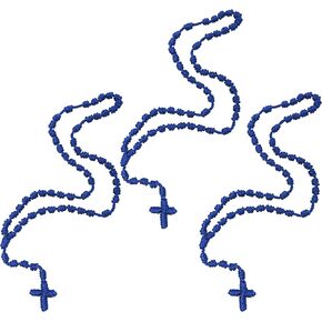 Dark Blue Knotted Rosary Religious Favor, Lightweight and Durable Spiritual Necklace or Wrap Bracelet for Men or Women, 20 Inches