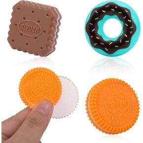 3pcs Food Magnetic Fidget Slider, Magnetic Fidget Sensory Toy Coin Magnetic Fidget Slider Fidget Toys Cookies Magnetic Donut Push Slider for Adult Teens Kids