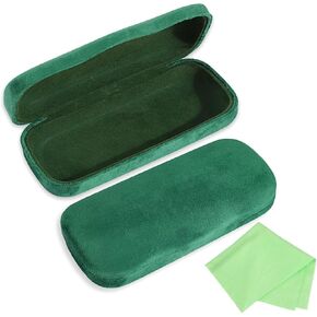 Glasses Case Hard Shell Sunglasses Case Velvet Protective Case with Cleaning Cloth Fits Most Glasses for Men Women