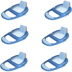 Kelsyus Floating Pool Lounger Inflatable Chair w/Cup Holder, Blue (6 Pack)