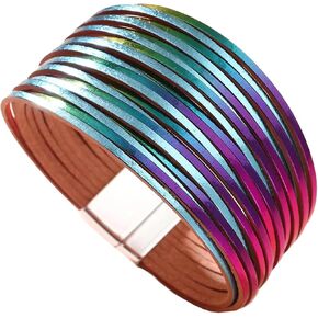 KunBead Leather Wrap Bracelets for Women Handmade Braided Boho Multi-Layer Bracelet Wristband Cuff Bangle Birthday Jewelry