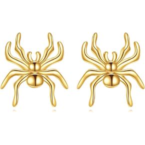 14K Gold Spider Earrings Fine Gold Animal Spider Stud Earrings Jewelry Gifts for Women Girls