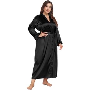 Taylor Eddie Womens Plus Size Silk Kimono Long Robes, Bride Bridesmaid Wedding Party Satin Robes Lightweight Sleepwear