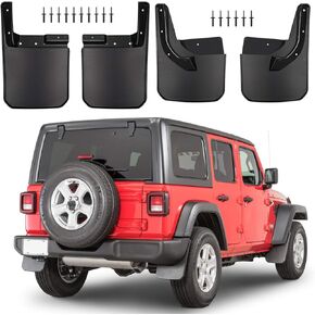 Front & Rear Splash Guards Fender Flares Mud Flaps for Jeep Wrangler JL JLU 2018 2019 2020 2021 2022 2023 Sahara Sport Sports (Exclude Rubicon)