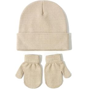 Baby Beanie Hat Mittens Set Toddler Beanie for Little Boys Girls Children Kids Winter Warm Knit Hat with glvoes