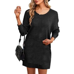 Dokotoo Womens Sweater Dresses 2024 Trendy Casual Crew Neck Long Sleeve Textured Pullover Knit Dress