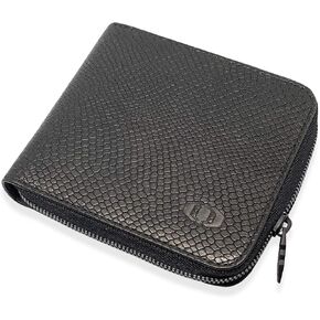 ColdFire Snake Eye Big Zip Around Men’s Wallet - Coin Pocket, 4 Credit Card Slots - RFID-Blocking - Handmade European Design