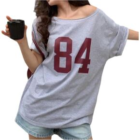 One Shoulder Oversized Tshirts Short Sleeve Y2k Baby Tees Summer Crop Top Jersey Off Shouder Graphic Tee Women
