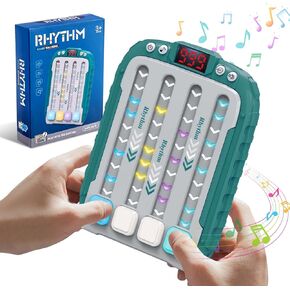 Electronic Music Rhythm Game Machine, Handheld Game for Kids, Travel Game Fast Press Push Game Fidget Toy, Autism Toy Puzzle Game with Music & Light, Toys Gifts for Boys Girls Ages 3-12 (Blue)