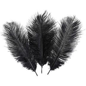 Natural Ostrich Feathers Decorations DIY - 10pcs Large Plumas Crafts Decor for Wedding Centerpieces Party and Home Ornaments Erikord(10-12inch, Black)