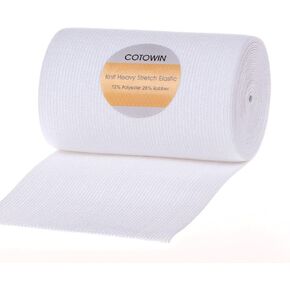 Cotowin 4-inch Wide White Knit Heavy Stretch High Elasticity Elastic Band 3-Yard