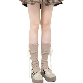Women's Girls Knit Leg Warmers Y2K Cute Leg warmer Flared Bow Knot Lolita Split Leg Sleeve Socks for Ballet